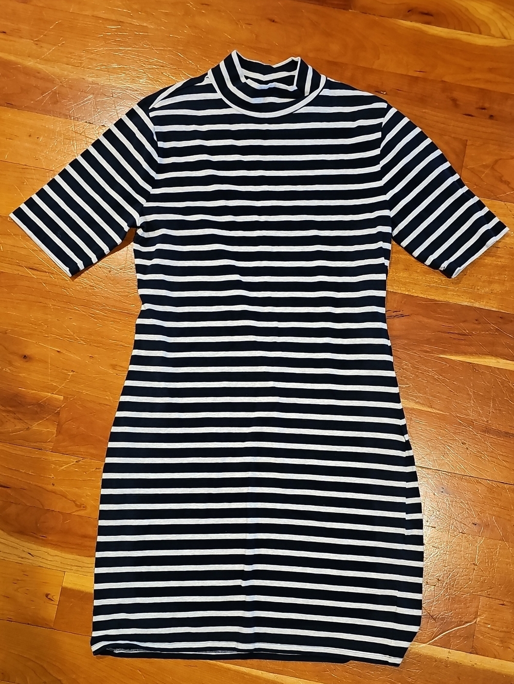 GAP Navy and White Striped Mock Neck Top